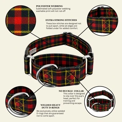 Country Brook Petz HossFit Jr Wide Martingale Dog Collar - Plaid And Argyle Collection 8 Country Brook Petz HossFit Jr Wide Martingale Dog Collar - Plaid And Argyle Collection - Image 6