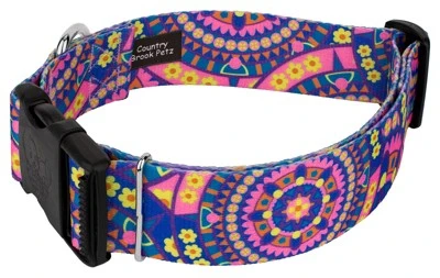 Country Brook Petz 1 1/2 Inch Deluxe Blue Boho Mandala Dog Collar 3 Country Brook Petz 1 1/2 Inch Deluxe Blue Boho Mandala Dog Collar