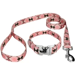 Country Brook Petz Premium Pink And Brown Argyle Collar And Leash -Pet Supplies Online GUEST 38431629 bec3 4d76 ac0f 721fb71522f1