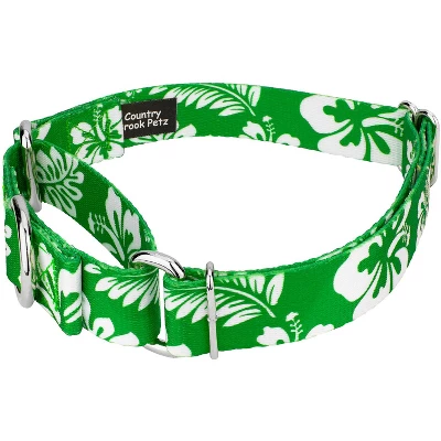 Country Brook Petz Kelly Green Hawaiian Martingale Dog Collar 5 Country Brook Petz Kelly Green Hawaiian Martingale Dog Collar - Image 3