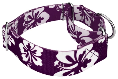 Country Brook Petz 1 1/2 Inch Purple Hawaiian Martingale Dog Collar 4 Country Brook Petz 1 1/2 Inch Purple Hawaiian Martingale Dog Collar - Image 2