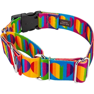 Country Brook Petz 1 1/2 Inch Rainbow Hearts Martingale W/Deluxe Buckle Dog Collar 4 Country Brook Petz 1 1/2 Inch Rainbow Hearts Martingale W/Deluxe Buckle Dog Collar - Image 2